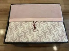 YSL イヴ・サンローラン 幾何学模様 綿毛布 ピンク シングル❁.*・゜