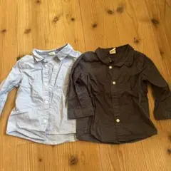 H&M 水色と黒のボタン付きシャツ 2枚セット