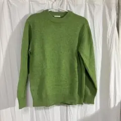 ユニセックス　グリーン クルーネック ニットセーター　S