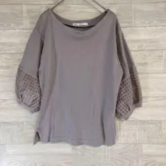 ⁠ikka イッカ ＊ 七分袖 カットソー 袖シアー チェック柄 M⁠ 異素材