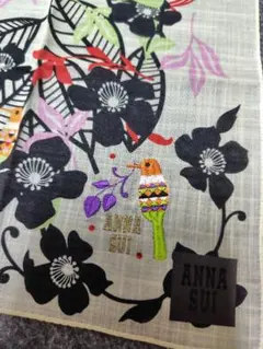ANNA SUI ハンカチ 花柄 鳥 刺繍入り　大判のサムネイル