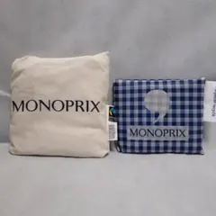 MONOPRIX コットン＆チェック柄エコバッグ