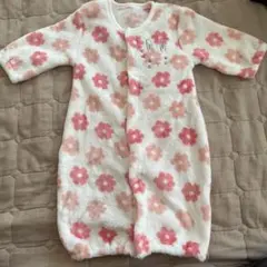 【美品】花柄ツーウェイ・ドレスオール 50-60cm ふわふわ