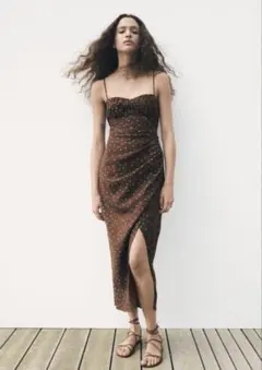 【新品未使用】ZARA ドットキャミワンピース ブラウン