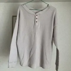 アズールAZULベージュヘンリーネック長袖トップス