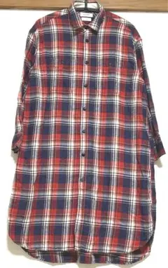 BACK NUMBER チェックシャツチュニック　長袖　M