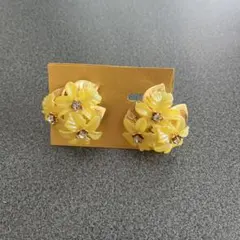 ハンドメイド イヤリング　フラワー　イエロー