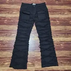 ROAR denim クラッシュ加工 フレアデニムパンツ - メルカリ