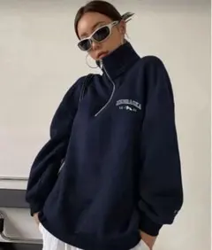 新品未使用　ハーフジップトレーナー　ネイビーブルー　M 送料無料