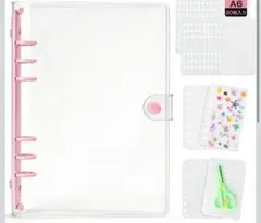 J.K.T 透明シール帳 バインダー A6サイズ 貼ってはがせる ピンク