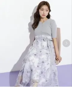 ワンピース ニット×オパールドッキングワンピース