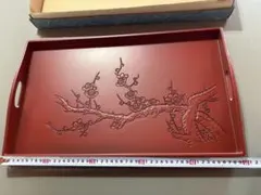 トレイ 梅の花彫刻