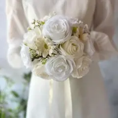 白バラ×ガーベララウンドブーケ☆ブートニア