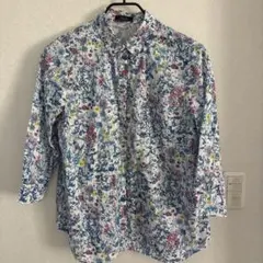 Leilian レリアンプラスハウス 13+ ストライプブラウス シャツ マリン 