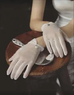 ホワイトシフォンウェディンググローブ