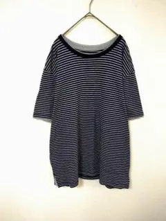 エディーバウアー　Tシャツ　メンズXL　ボーダー柄　綿100％　ネイビー　白のサムネイル