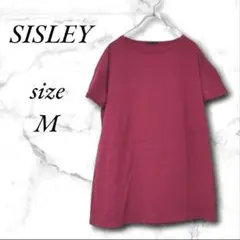 SISLEY シスレー レディース 半袖カットソー M ボルドー系 柄物 透け感のサムネイル