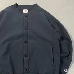 【USA製】Championリバースウィーブスナップカーディガン黒L単色タグ復刻