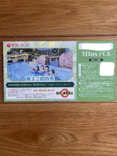 東京サマーランド 1Dayパス 株主ご招待券 1枚のサムネイル