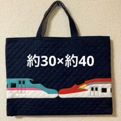 ハンドメイド　新幹線はやぶさこまちレッスンバッグ　絵本バッグ