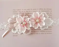 【new新作】初節句ひな祭り桜のベビーヘアバンド　初節句　お食い初め　お宮参り