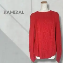 【レディース】ニット セーター 赤 長袖 無地 リブ編み プルオーバー トップス