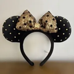 東京ディズニーリゾート カチューシャ 黒金ドット