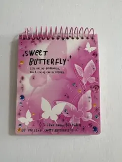 平成レトロ メモ帳 ミニ リングメモ 蝶 ピンク 可愛い レア 当時物