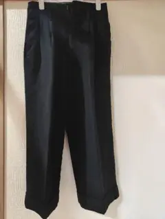 テーラードワイドパンツ 黒 ウール
