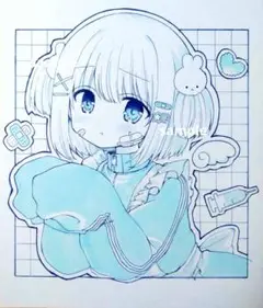 手描きイラスト　オリジナルイラスト　　ジャージ 　　中色紙