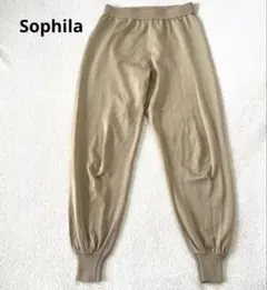 Sophilaベージュ 総ラメジョガーニット パンツレディース