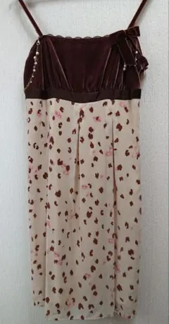 Private Label ベロア×花柄ワンピース