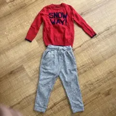 GAP KIDS 赤セーターとグレーのスウェットパンツセット 4-5