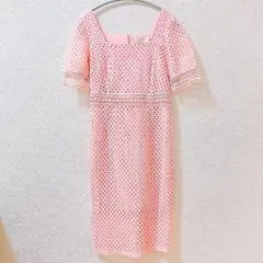 FEIMAN ピンク コットンレース ワンピースドレス