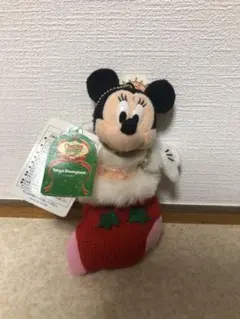 クリスマス　ミニー　ぬいぐるみバッジ