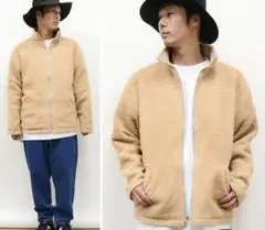 ボア ジャケット フリース 裏ボア リバーシブル 無地 フルジップ新品ベージュM