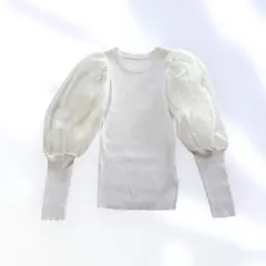 【未使用品】GRL グレイル パフスリーブニット ホワイト ペールピンク