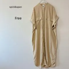 spick&span 半袖シャツロングワンピース　ベージュ　ゆったり　Free