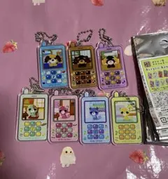 お茶犬 お茶猫　アクリルキーホルダー 7個セット ガラケーデザイン