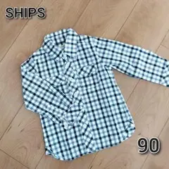 SHIPS シップス ギンガムチェック 長袖シャツ 男の子 女の子 ベビー 90