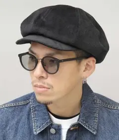 コーデュロイ　キャスケット　黒　サイズフリー
