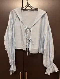 w closet セーラーカラー ショート丈ブラウス ライトブルーのサムネイル