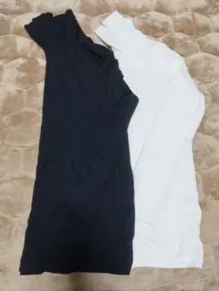 ユニクロ　ヒートテック　タートル　2枚セット　黒　白