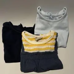 女の子 90~95cm 半袖トップス ネイビー系 夏服 3着まとめ売り