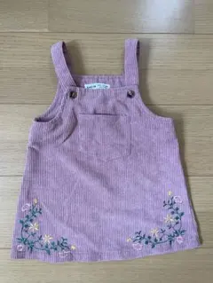 ベビー服　ジャンパースカート　刺繍　コーディロイ