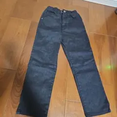 ダークブルー ストレートパンツ ゴムウエスト