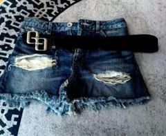 GYDAデニムダメージミニスカート +GYDA ベルト
