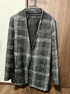 ZARA BASIC ノーカラー　チェックコート