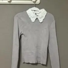 INGNI花柄刺繍襟付き リブニット 긴팔