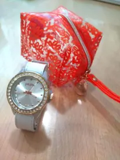 電池交換済 稼働 フォリフォリ 腕時計 ・ 新品 クリア ポーチ レディース